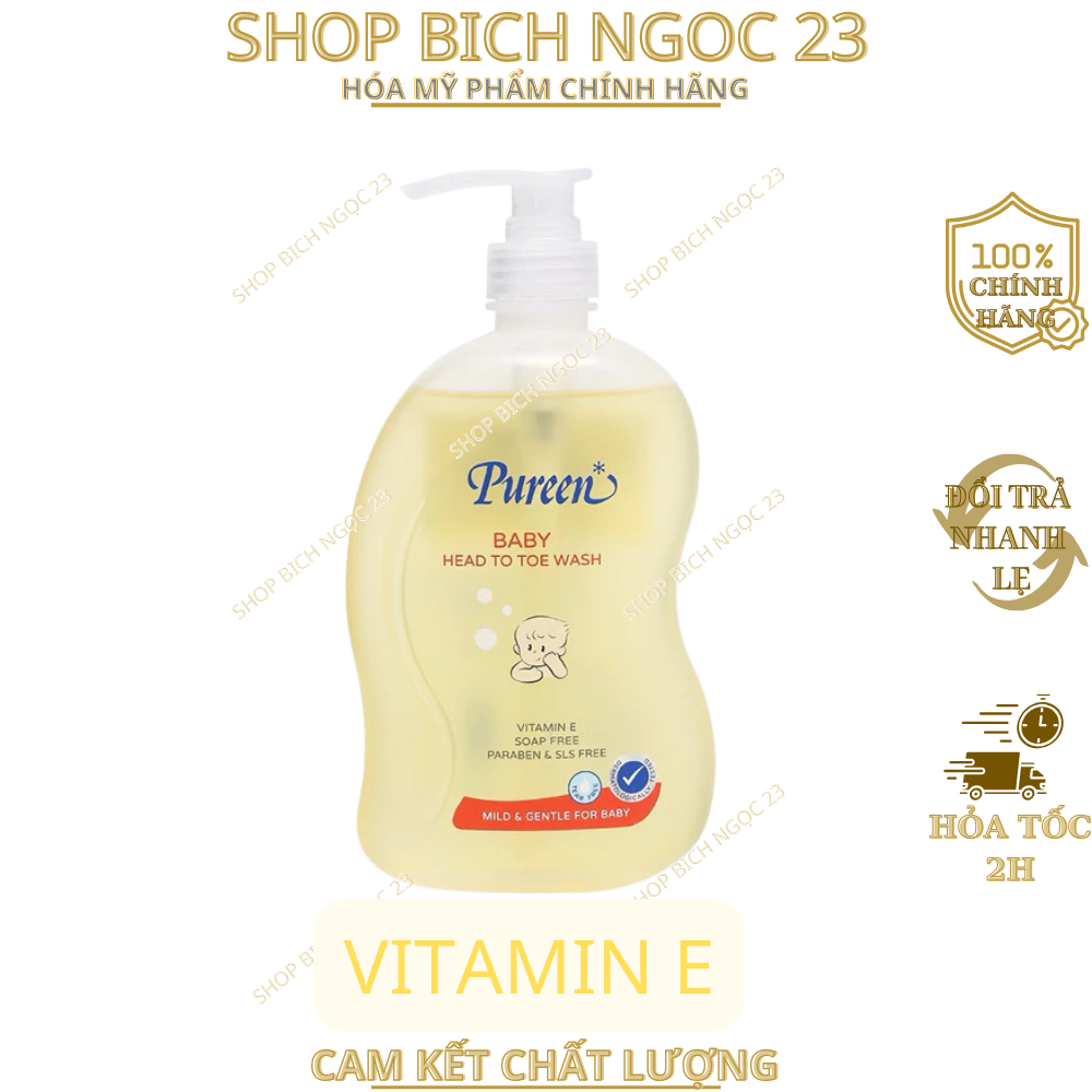 Sữa tắm gội cho bé, sữa tắm Pureen, 2 in1 750ml