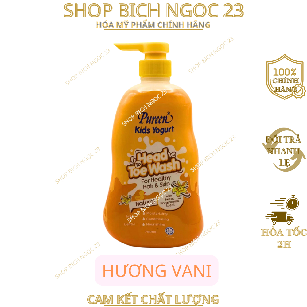 Sữa tắm gội cho bé, sữa tắm Pureen, 2 in1 750ml