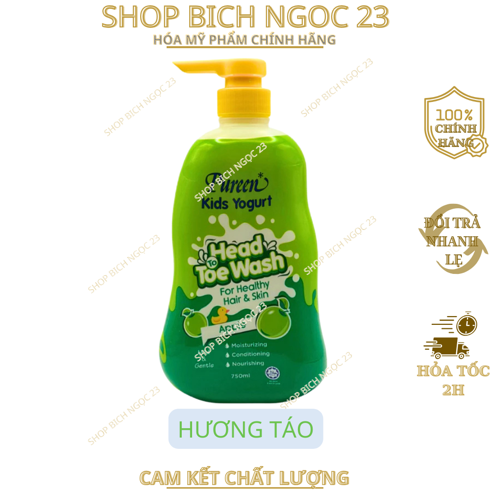 Sữa tắm gội cho bé, sữa tắm Pureen, 2 in1 750ml
