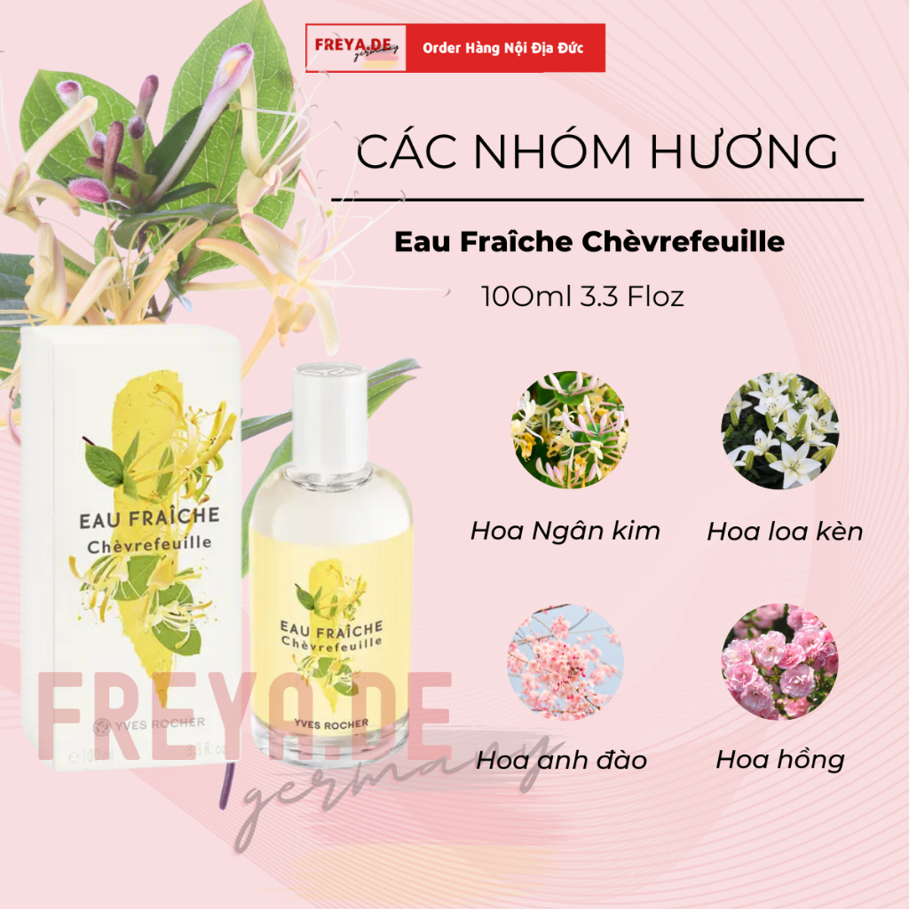 [SALE 60%, BILL ĐỨC] Nước hoa nữ Yves Rocher 100ml Dòng Eau Fraiche  Hương hoa thanh lịch, tươi mát
