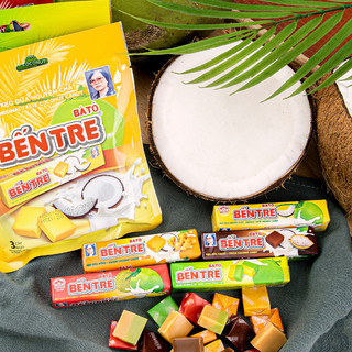 Kẹo dừa Bến Tre Hai Tỏ Nhiều Vị 1 Thanh 10 Viên, Kẹo Dẻo Thơm Mềm Đặc Sản Bến Tre