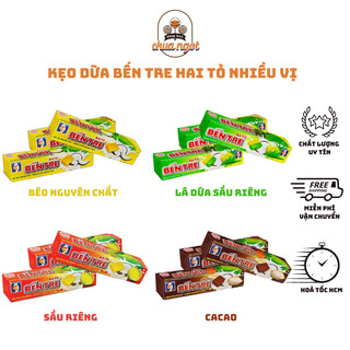 Kẹo dừa Bến Tre Hai Tỏ Nhiều Vị 1 Thanh 10 Viên, Kẹo Dẻo Thơm Mềm Đặc Sản Bến Tre
