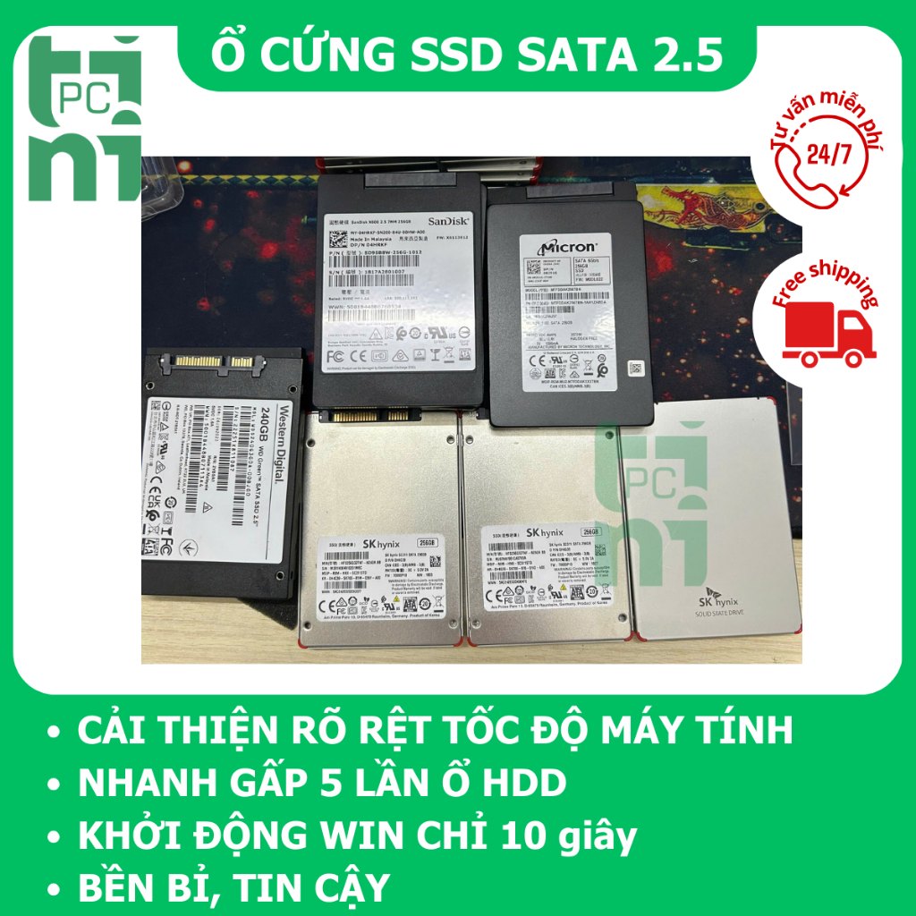 Ổ cứng SSD 120GB 240GB 256GB 500GB 512GB 1TB 2.5 inch SATA 3 Tháo
