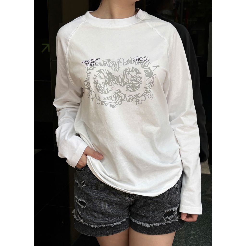 Áo Thun Dài Tay BOO Unisex Cotton Oversized In Big Logo