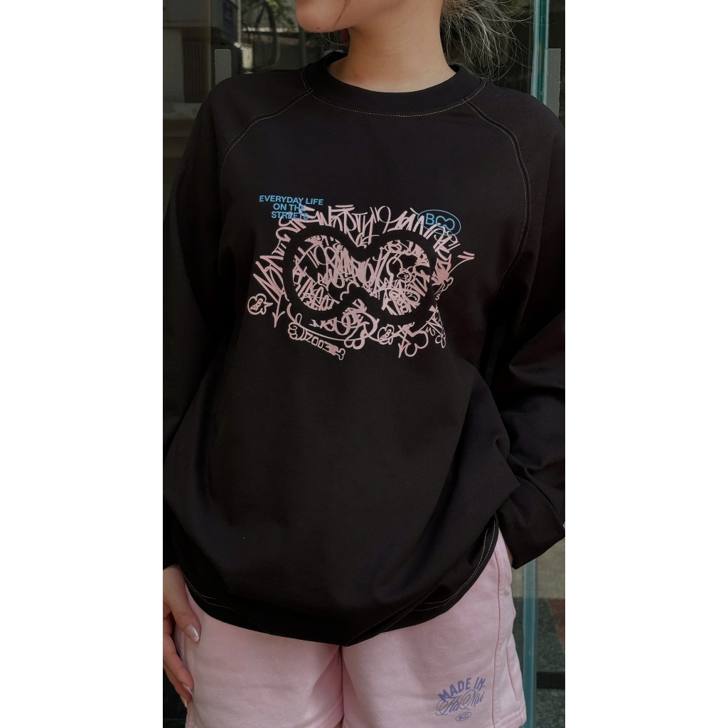 Áo Thun Dài Tay BOO Unisex Cotton Oversized In Big Logo
