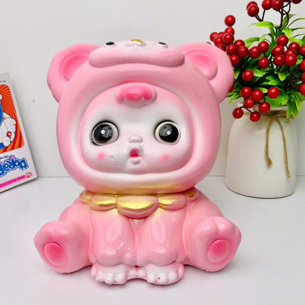 Heo đất lợn đất tiết kiệm Búp Bê đáng yêu size to-ống tiết kiệm quà tặng trang trí decor LĐ52