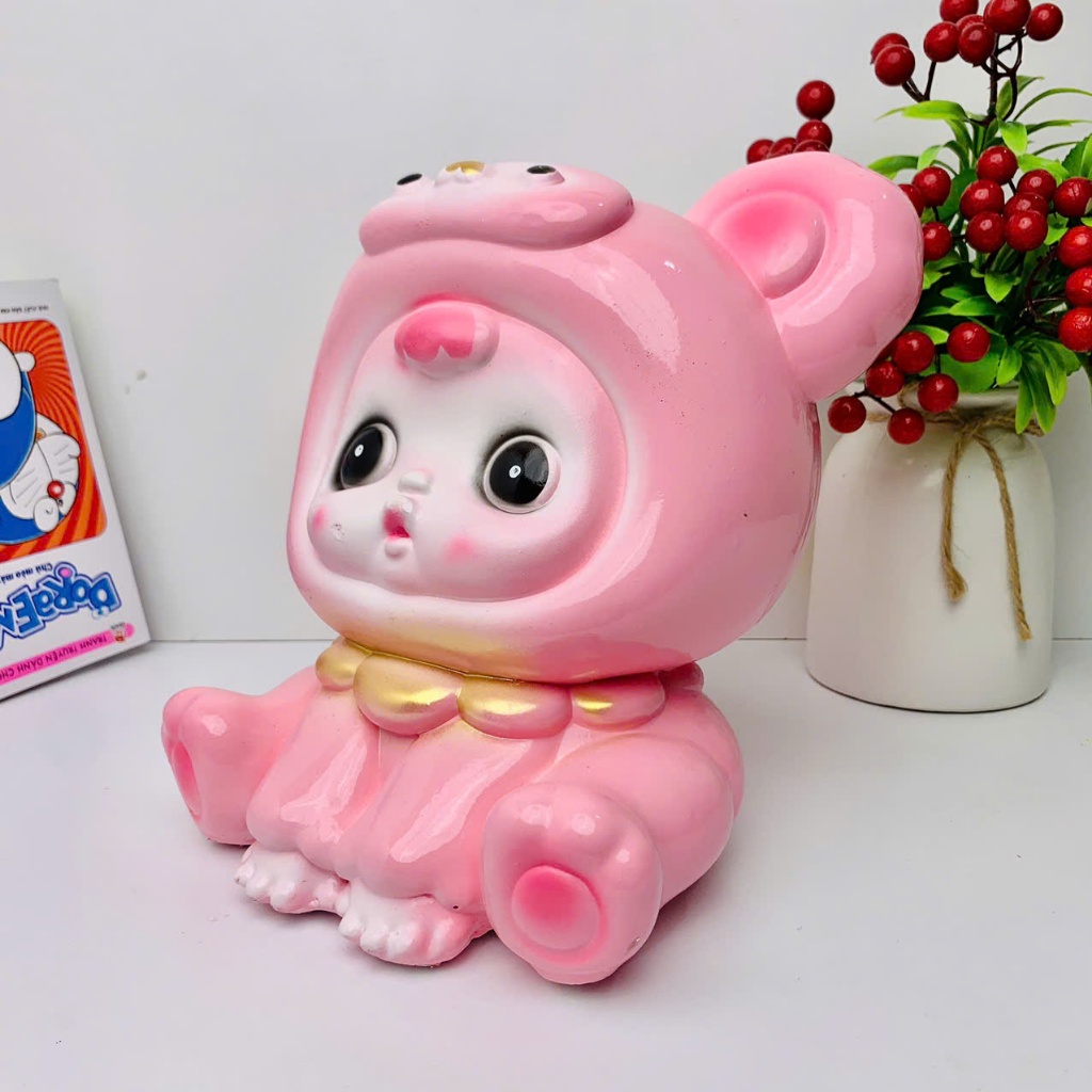Heo đất lợn đất tiết kiệm Búp Bê đáng yêu size to-ống tiết kiệm quà tặng trang trí decor LĐ52