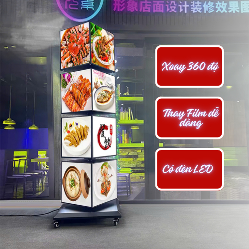 Hộp Đèn Xoay 360 Độ Magic 4 Mặt Vuông Siêu Sáng Có Bánh Xe, Hộp Đèn Quảng  Cáo Kingled Siêu Bền | Shopee Việt Nam