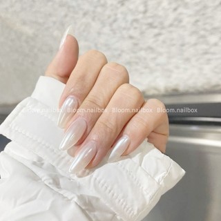 [B02] Móng giả thiết kế Bloom.nailbox tráng gương ngọc trai nền trắng hot hit