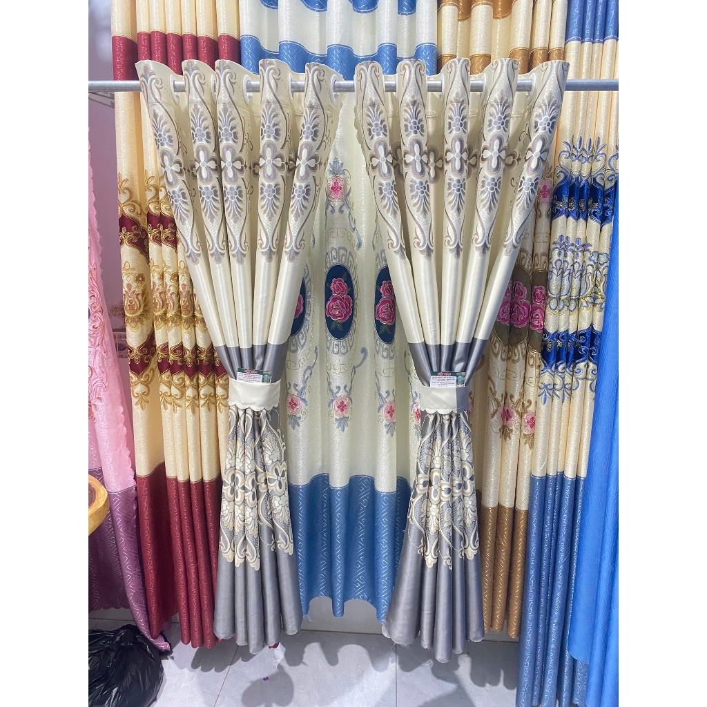 RÈM VẢI GẤM 3D MÀU XÁM PHỐI NỀN KEM TRẮNG CAO CẤP LOẠI 1 CẢN SÁNG CẢN NẮNG 98%  CỬA CHÍNH  CỬA SỔ  NHIỀU KÍCH  THƯỚC