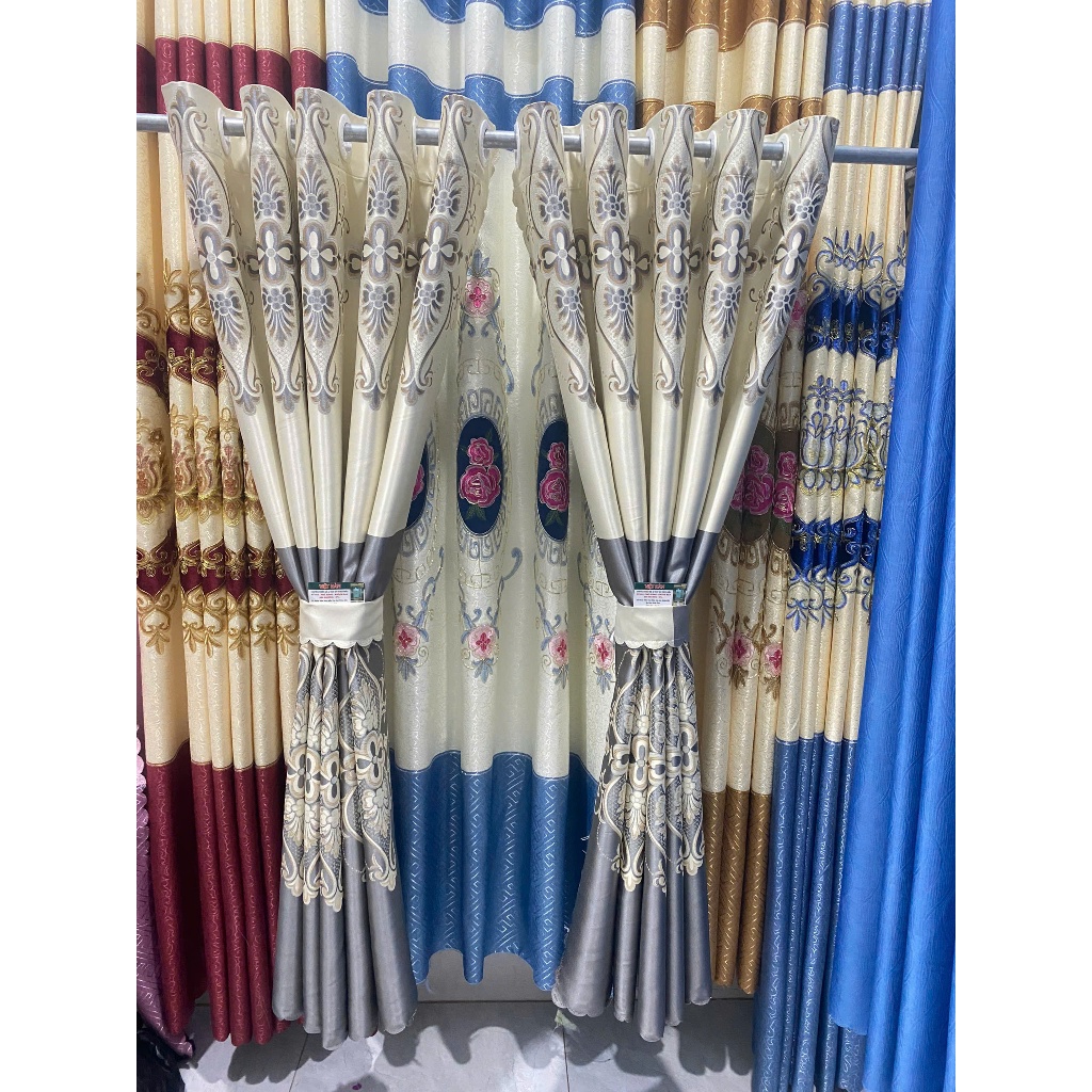 RÈM VẢI GẤM 3D MÀU XÁM PHỐI NỀN KEM TRẮNG CAO CẤP LOẠI 1 CẢN SÁNG CẢN NẮNG 98%  CỬA CHÍNH  CỬA SỔ  NHIỀU KÍCH  THƯỚC