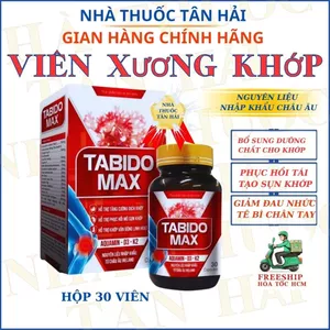 TABIDO MAX Viên Uống bổ khớp giúp tăng tiết Dịch Khớp, phục Hồi Mô Sụn, Dùng Cho Người Đau Khớp - Thoái Hóa Khớp Hộp 30v
