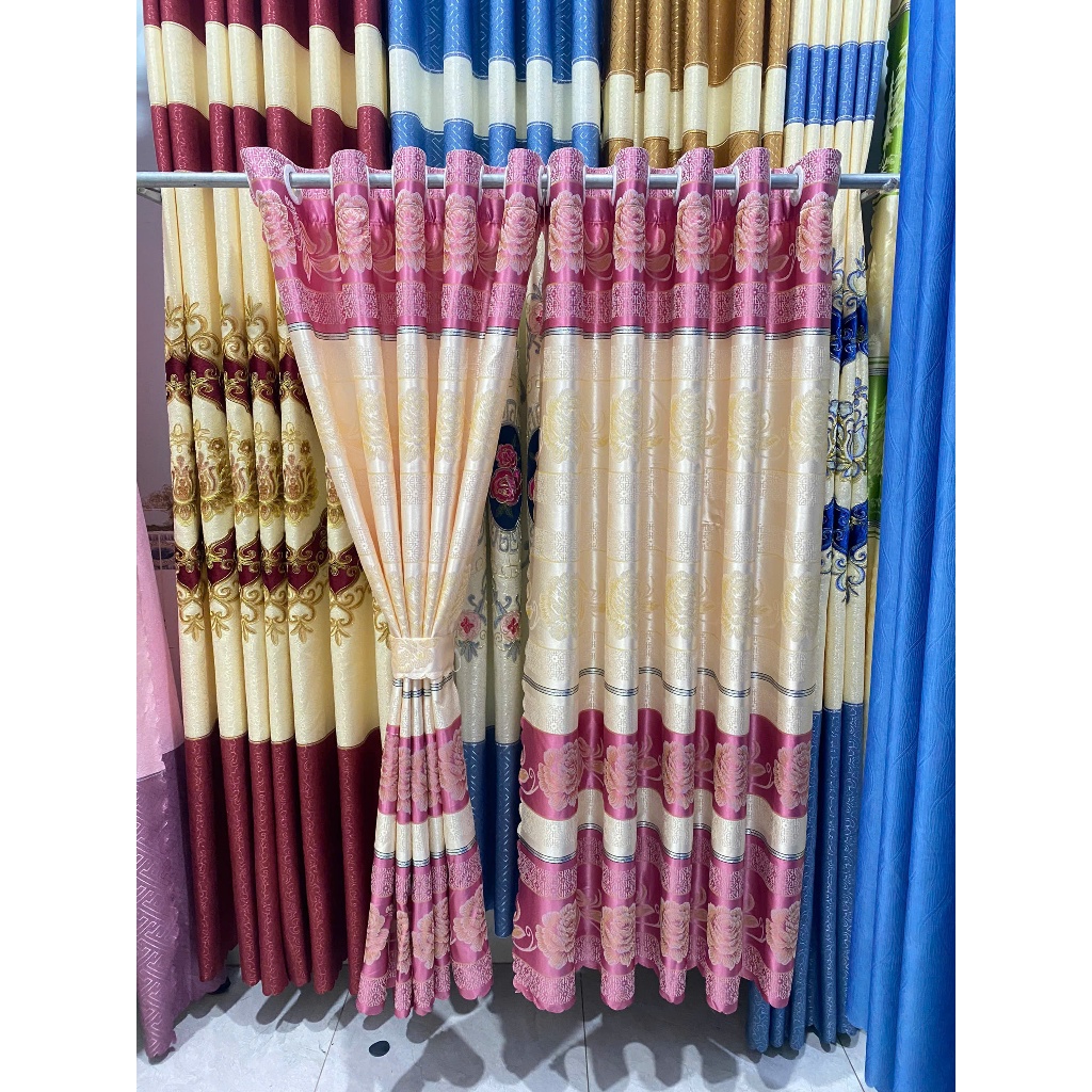 1 TẤM GẤM HOA VĂN MÀU HỒNG  CHƯA CÓ CÂY TREO - TREO 1 TẤM MUA 1 TẤM _TREO 2 TẤM MUA 2 TẤM RÈM CỬA VIỆT HÀN