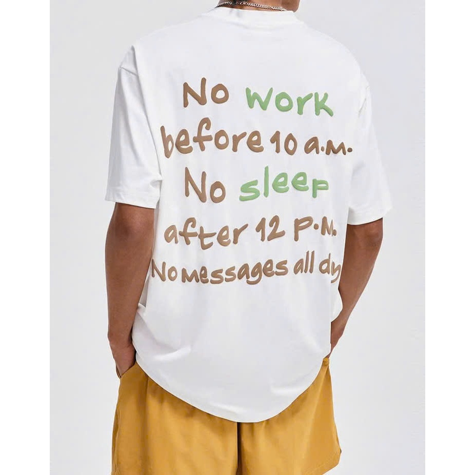 Áo thun Stee Cổ tròn NO WORK NO SLEEP Localbrand ICVCVNI Unisex