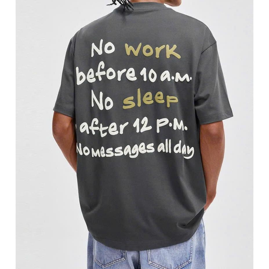 Áo thun Stee Cổ tròn NO WORK NO SLEEP Localbrand ICVCVNI Unisex