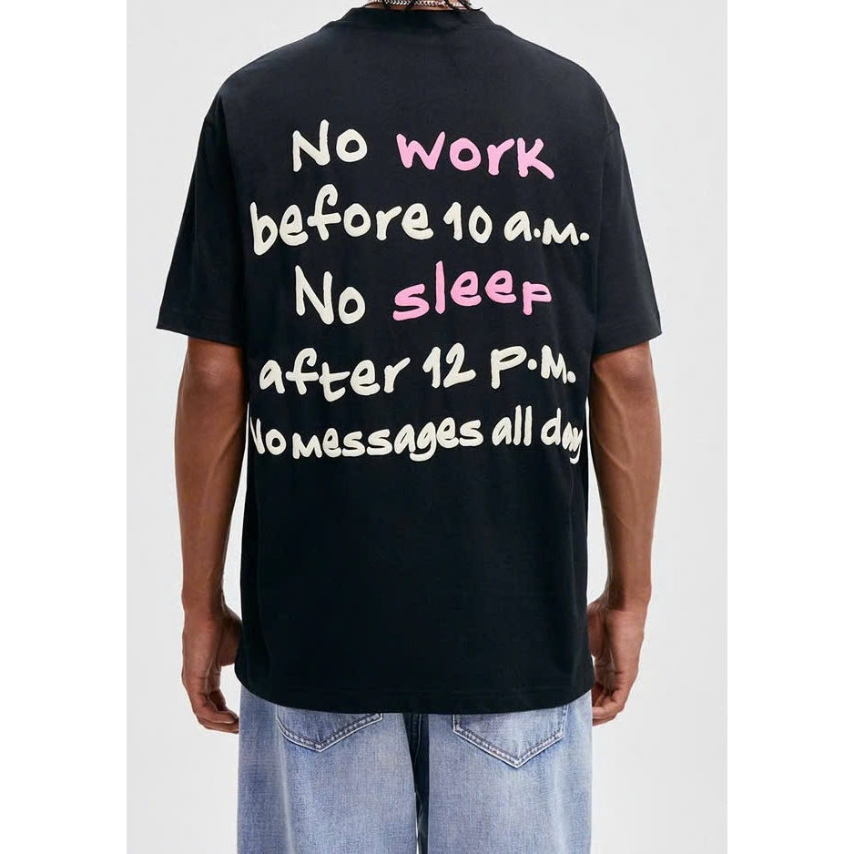 Áo thun Stee Cổ tròn NO WORK NO SLEEP Localbrand ICVCVNI Unisex