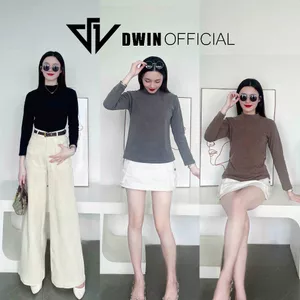 Áo giữ nhiệt nữ dài tay Dwin thun cổ cao 3p co giãn lót chất nỉ lông thỏ 2 mặt local brand GN01A