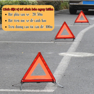 Biển tam giác phản quang cảnh báo nguy hiểm dừng đỗ xe cho xe ô tô. (phản quang, gấp gọn, chắc chắn)