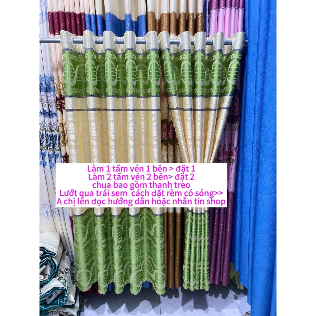 Gấm hoa văn màu xanh bông cổ điển giá của 1 tấm rèm căng thẳng ( chua bao gồm thanh treo) cản nắng 70%