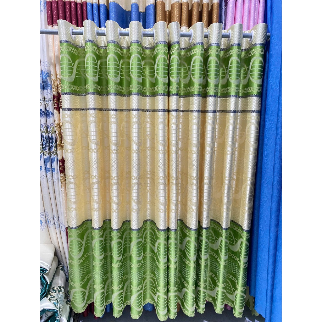 Gấm hoa văn màu xanh bông cổ điển giá của 1 tấm rèm căng thẳng ( chua bao gồm thanh treo) cản nắng 70%