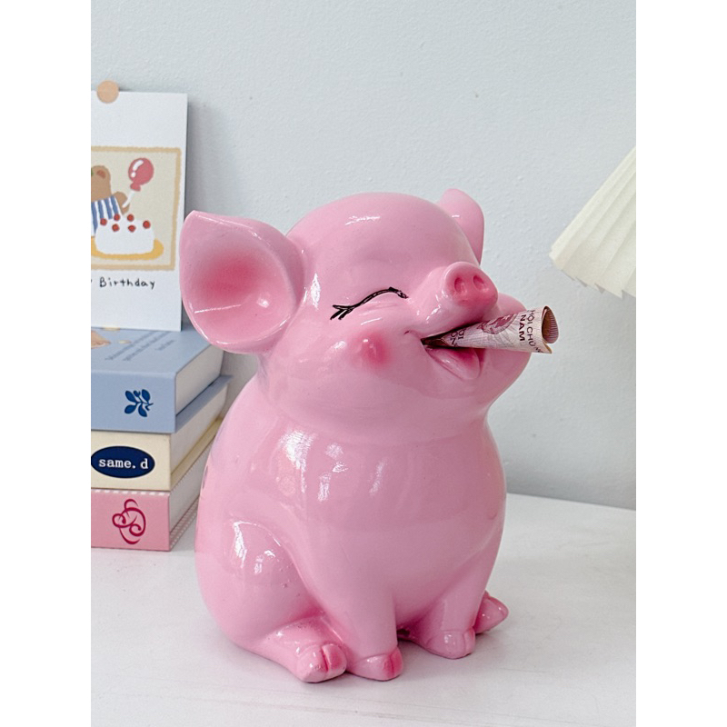 Heo HOT 3D tai vểnh lợn ngậm tiền (C20 D17 R15) |lợn đất ống tiết tiệm ...