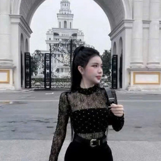 Áo ĐÁ LẤP LÁNH REN XỐP LƯỚI (CÓ NÓT) BIngchiling CỔ Tròn FORM ÔM BODY
