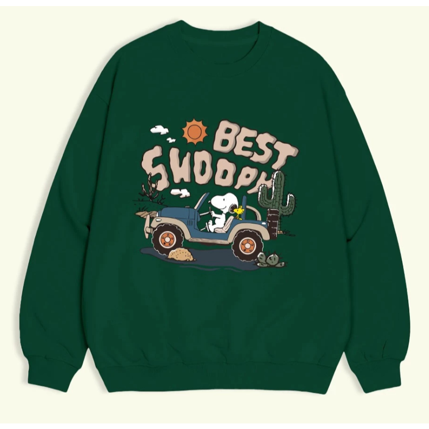 Áo Sweater Nam/Nữ HappyTee - Áo Thu Đông Nam Nữ Chú Chó Snoopy Cute chất lừ Chất Nỉ Da Cá Cao Cấp