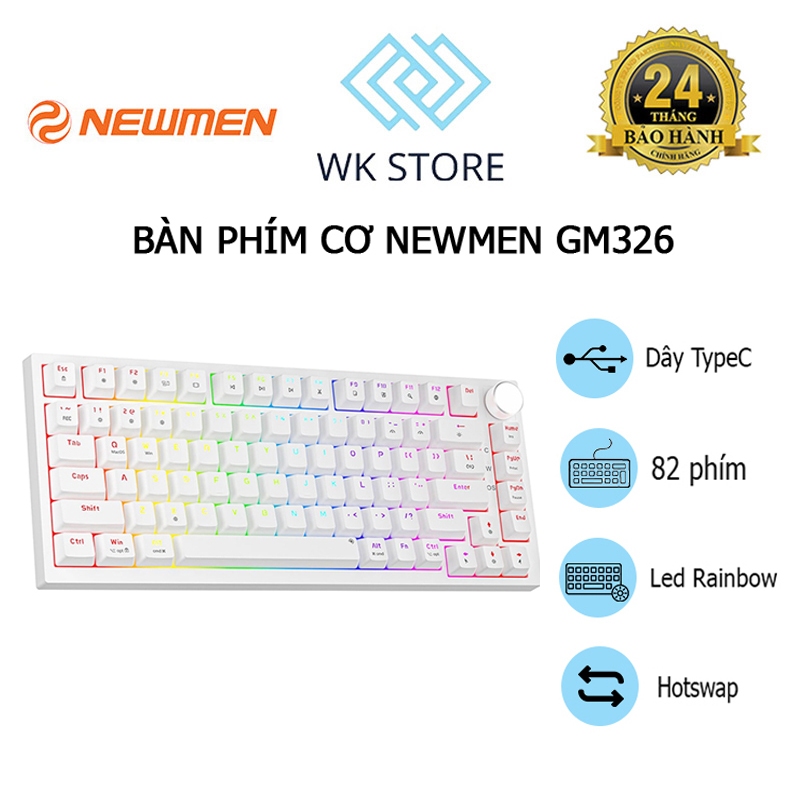 Bàn phím cơ Gaming Newmen GM326 - White | Brown Switch | Bảo hành 24 ...