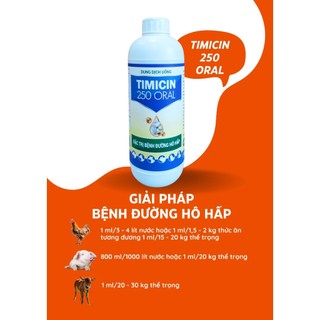 TIMICIN 250 ORAL chai 1 lít VB Pharma trị đường hô hấp viêm phổi cho chó mèo gia súc gia cầm