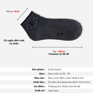 Vớ Tất Nữ Cổ Ngắn Thỏ Bèo T&T SOCKS Nhiều Màu Thoáng Khí Mềm Mại Khử Mùi Hôi Thấm Hút - NU318