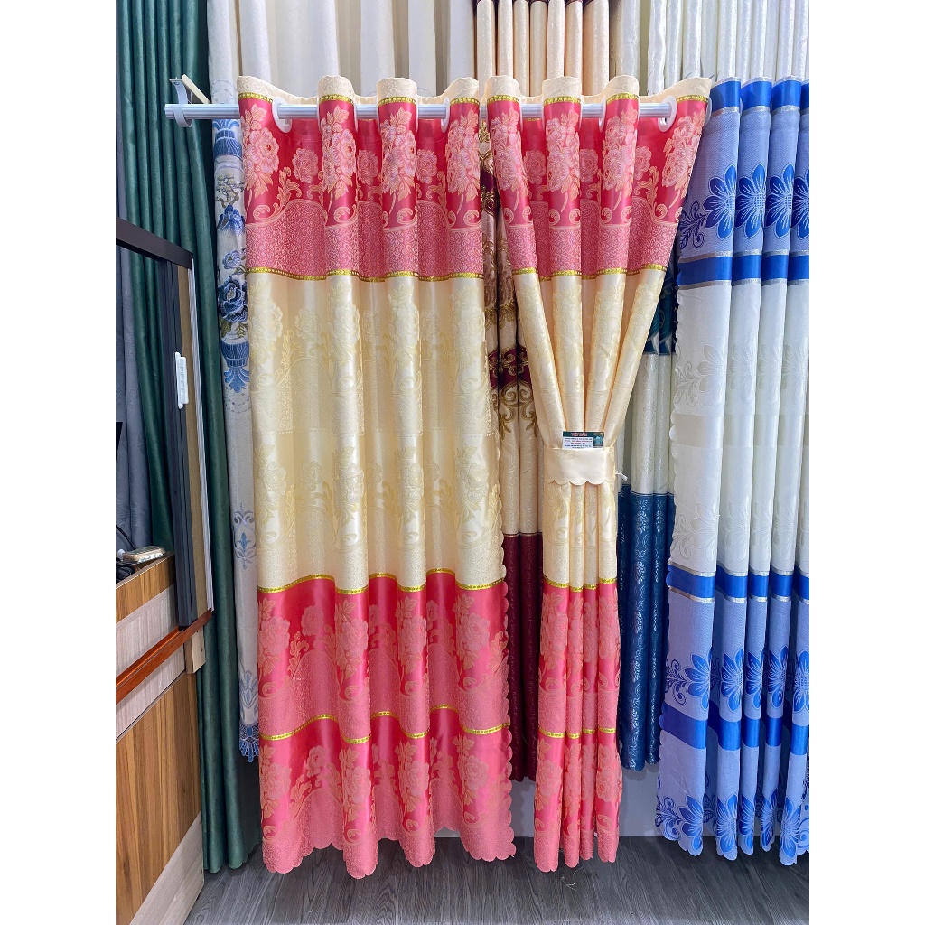 1 TẤM GẤM VĂN MÀU HỒNG CHƯA CÓ CÂY TREO - TREO 1 TẤM MUA 1 TẤM _TREO 2 TẤM MUA 2 TẤM RÈM CỬA VIỆT HÀN