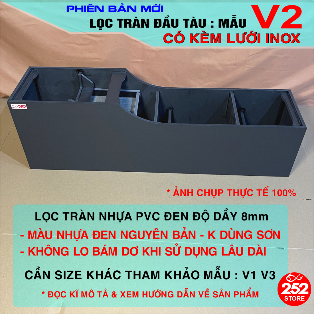 V2 - LỌC TRÀN ĐẦU TÀU NHỰA PVC ĐEN CÓ LƯỚI INOX CHO BỂ CÁ | Shopee Việt Nam