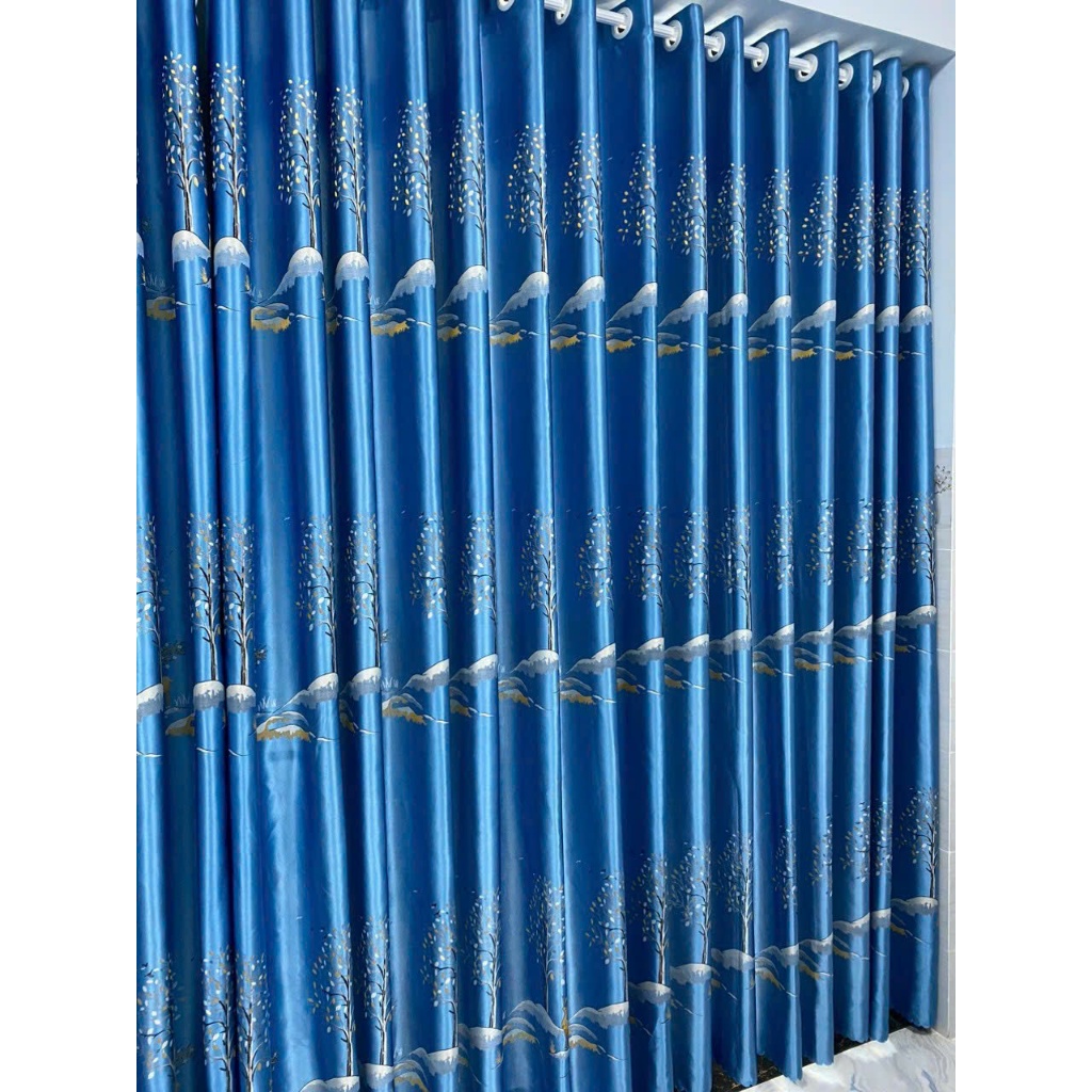 1 TẤM GẤM 3D MÀU XANH HỌA TIẾT CON NAI CHƯA CÓ CÂY TREO - TREO 1 TẤM MUA 1 TẤM _TREO 2 TẤM MUA 2 TẤM RÈM CỬA VIỆT HÀN