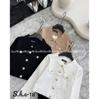 Áo len dài tay thu đông đính khuy nắp túi giả free size cổ bẻ, dáng ngắn lửng 691