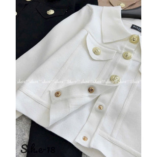 Áo len dài tay thu đông đính khuy nắp túi giả free size cổ bẻ, dáng ngắn lửng 691
