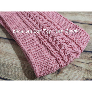 Bộ khăn mũ len đan móc tay - màu hồng pastel - chất len milk cotton - quà tặng ý nghĩa
