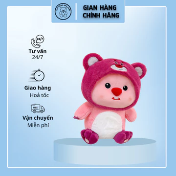 Gấu LOOPY Gấu Dâu size 43/50/60cm/Thú Bông Nhà Xoài - gấu đội mũ,gấu bông, thú nhồi bông, đồ chơi, gối ôm, quà lưu niệm