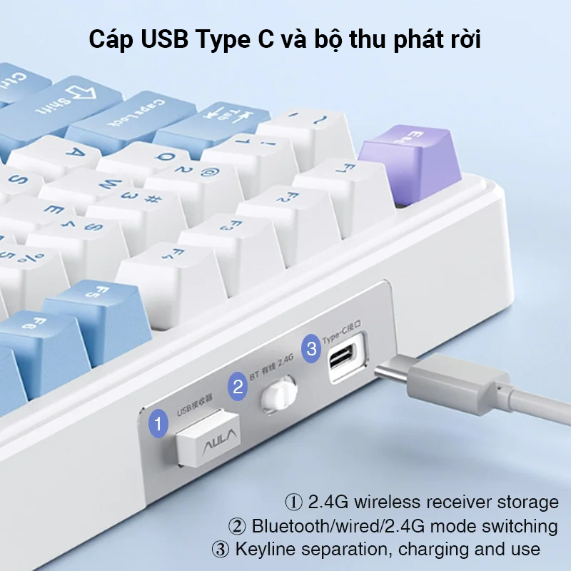 Bàn phím cơ AULA F75 mạch xuôi 3 Mode 4000 maH - Full key hotswappable - 75% - BH 12T | BigBuy360 - bigbuy360.vn
