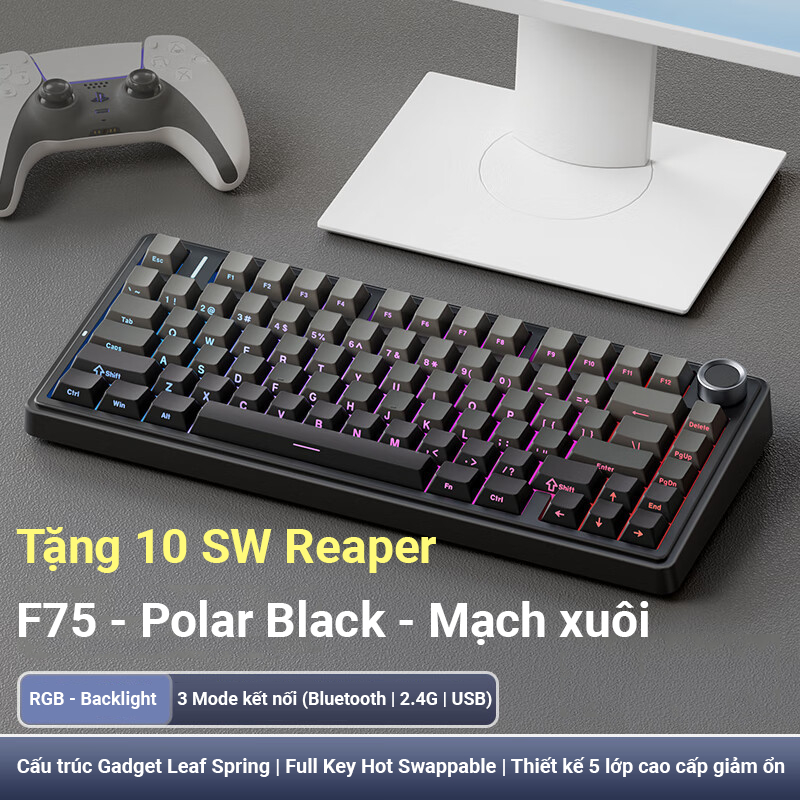 Bàn phím cơ AULA F75 mạch xuôi 3 Mode 4000 maH - Full key hotswappable - 75% - BH 12T | BigBuy360 - bigbuy360.vn