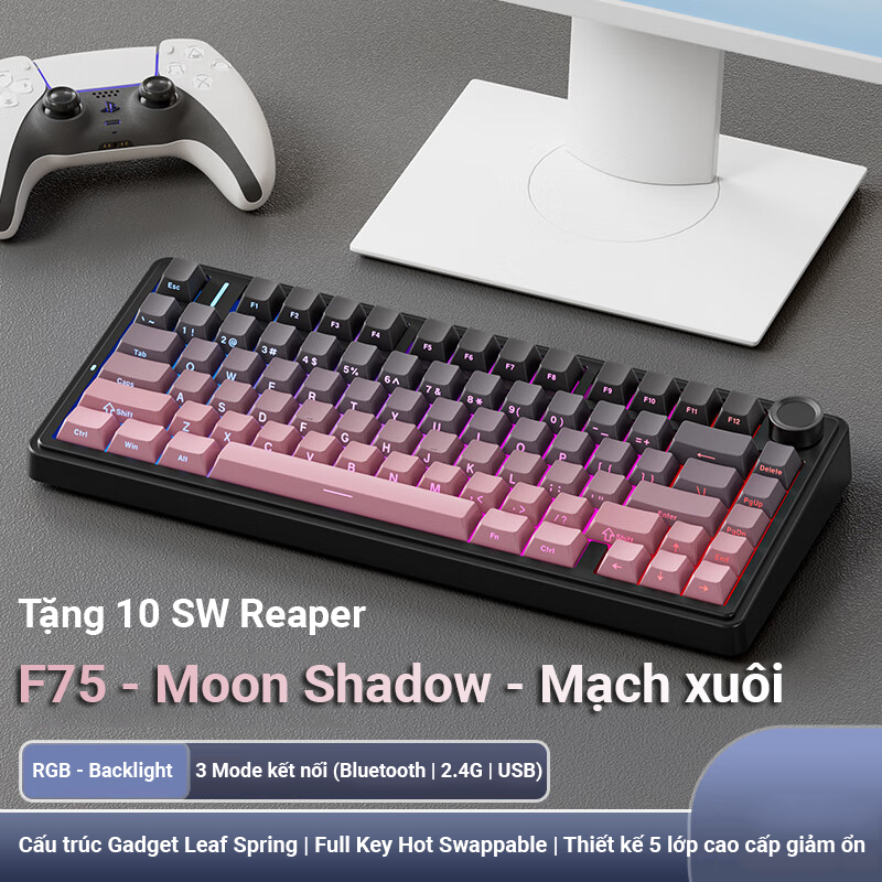 Bàn phím cơ AULA F75 mạch xuôi 3 Mode 4000 maH - Full key hotswappable - 75% - BH 12T | BigBuy360 - bigbuy360.vn