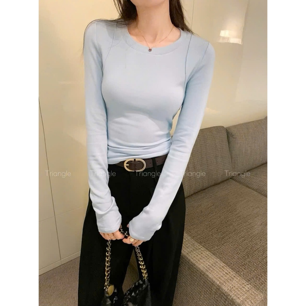 Triangle-Bsic long sleeved shirt (Cân nhắc kỹ, return is not welcomed)Áo thun giữ nhiệt Hàn Quốc thu đông dài tay