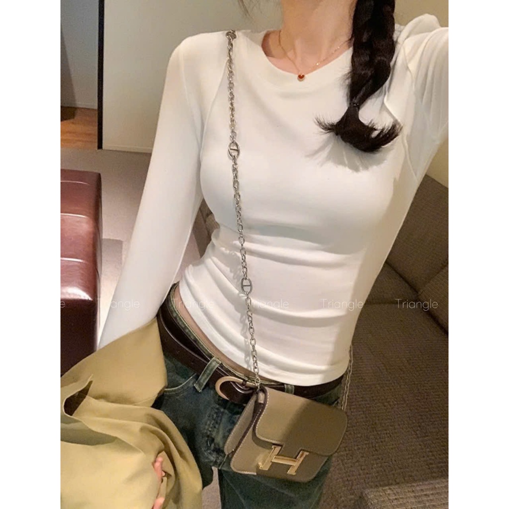 Triangle-Bsic long sleeved shirt (Cân nhắc kỹ, return is not welcomed)Áo thun giữ nhiệt Hàn Quốc thu đông dài tay