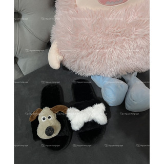 DÉP LÔNG nữ đi trong nhà gắn xương chó cute hàng sẵn