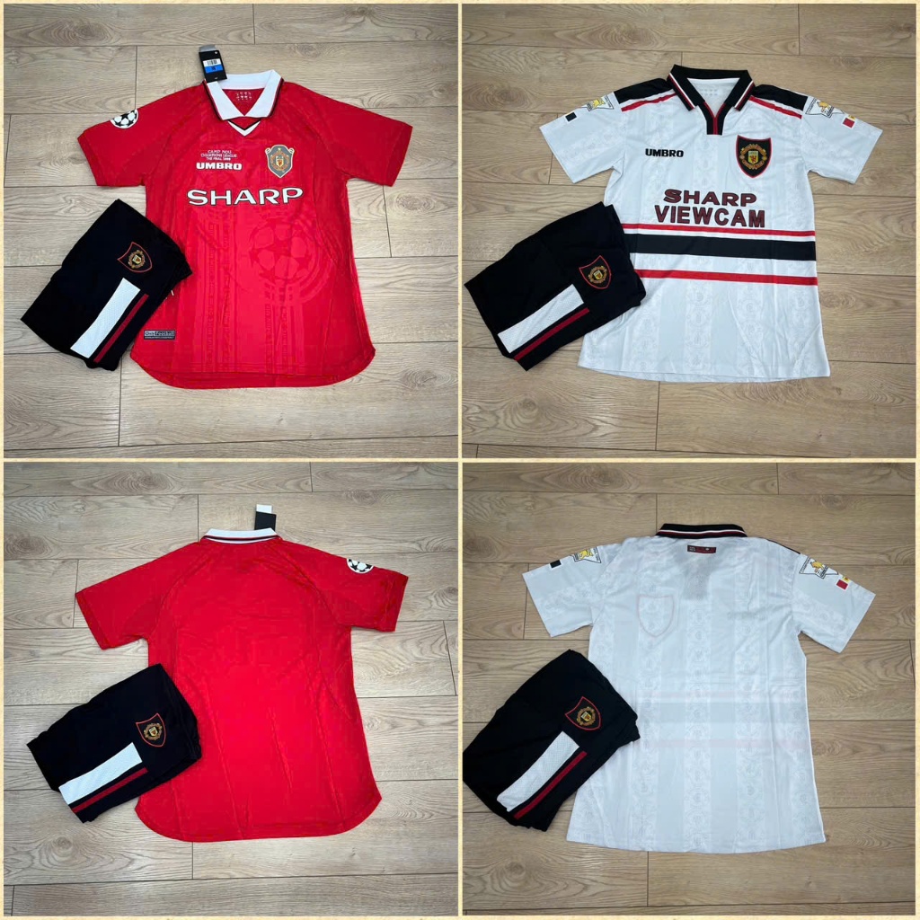 Quần Áo Bóng Đá CLB Manchester United Retro, Áo MU 1999, Vải Polyester ...