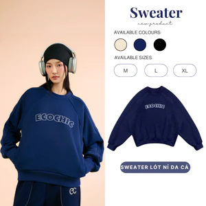 Áo Nỉ Sweater ECOCHIC Lót Da Cá Set Bộ Dài Nam Nữ Unisex Dày Cao Cấp Chính Hãng Preminum Cotton B101