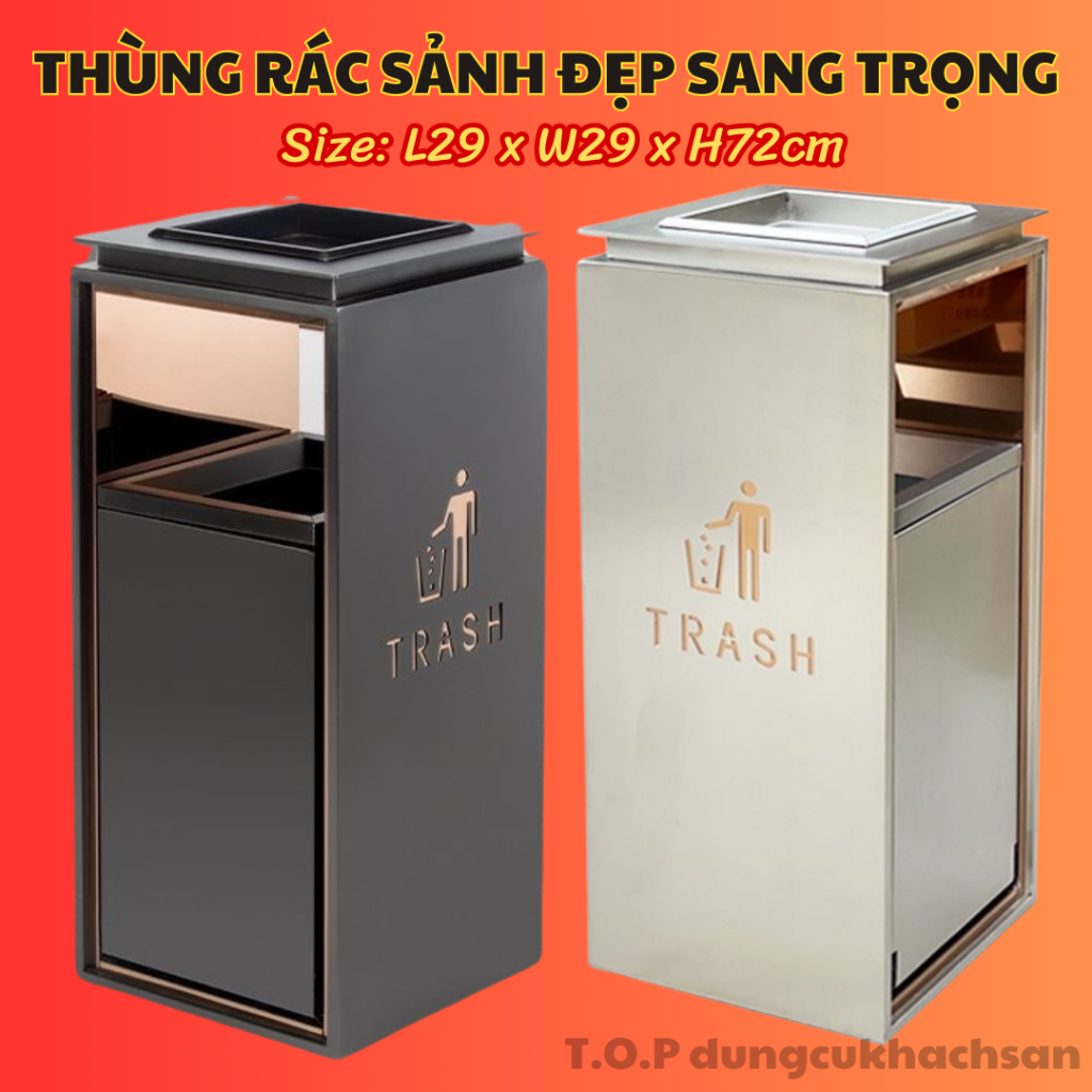 Thùng rác inox sảnh đẹp sang trọng, phủ Nano cao cấp, chống bám vân tay ...