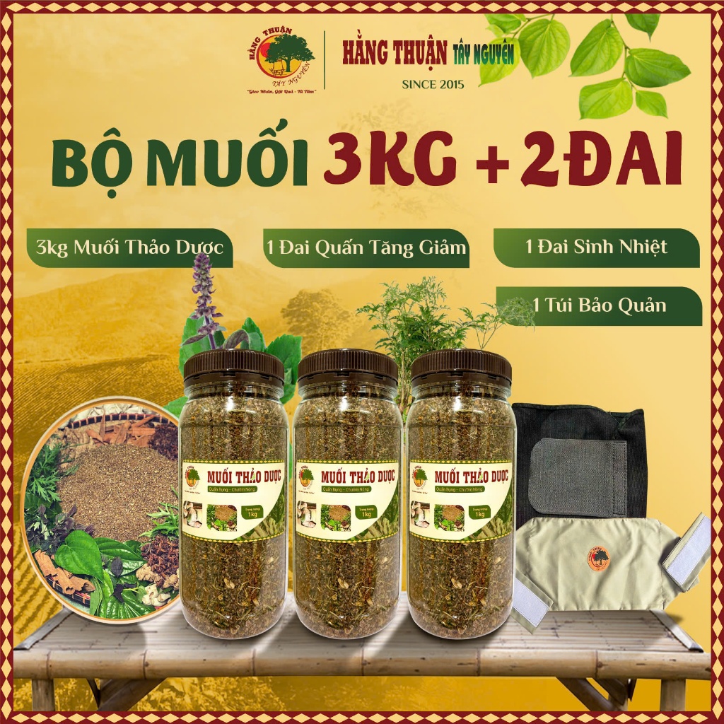 Bộ Muối Thảo Dược Quấng Bụng Chườm Nóng Sau Sinh Hằng Thuận Tây Nguyên