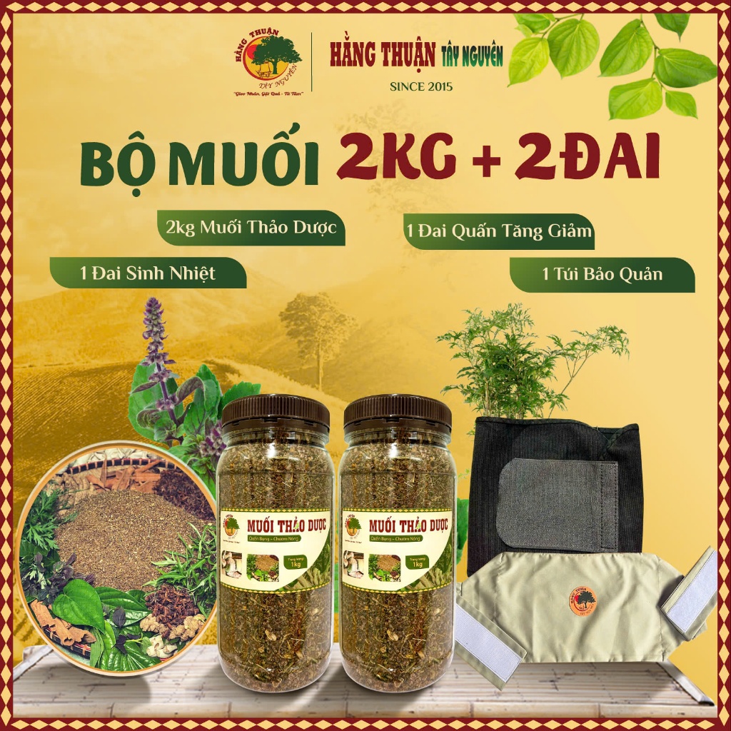 Bộ Muối Thảo Dược Quấng Bụng Chườm Nóng Sau Sinh Hằng Thuận Tây Nguyên