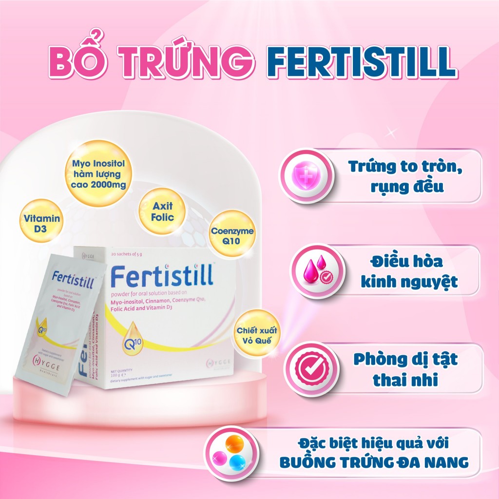 Bổ trứng Fertistill - Mang thai dễ dàng hộp 20 gói