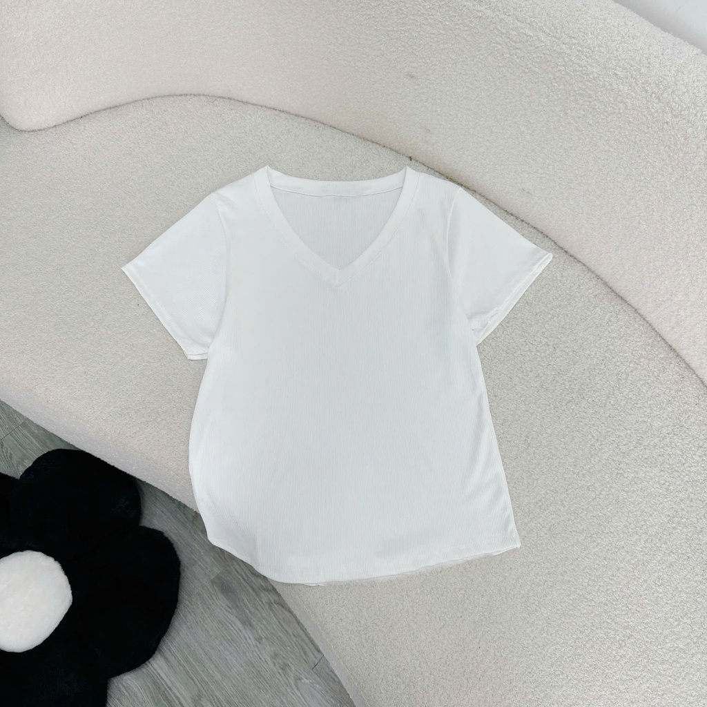 Áo Thun Cổ Tim Nữ Bigsize Hàng Gân Tăm Loại 1 Chuẩn Mềm Xịn Giành Cho Nữ Chubby 50-95kg G174